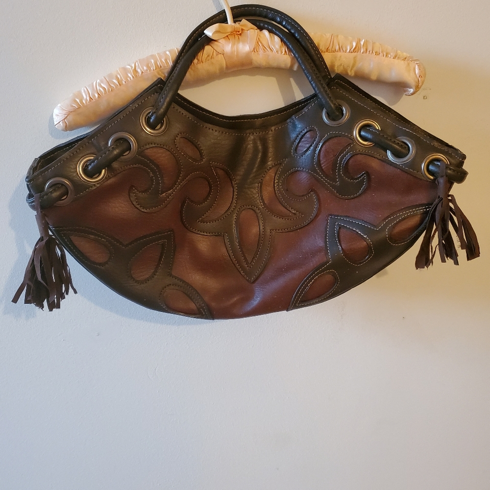 Brown Leather Like Cut Out Purse